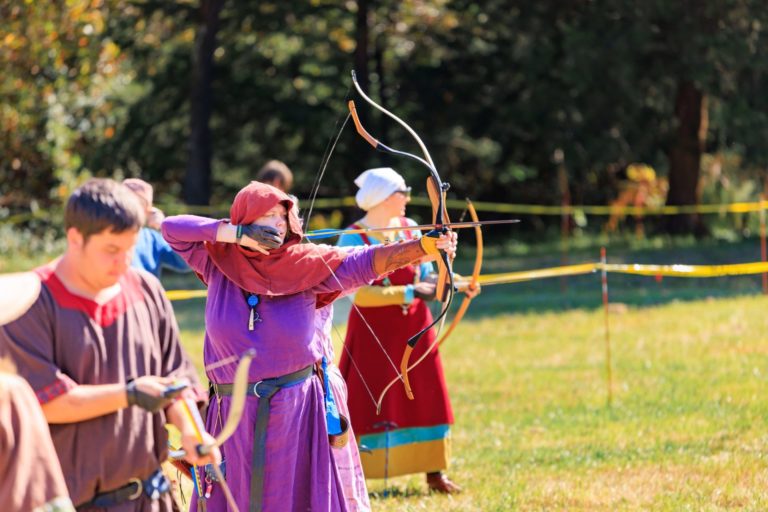 Archers on the line, firing their bows