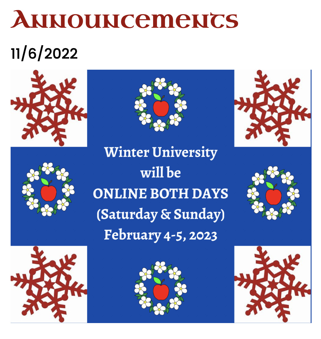 Winter University will be held online February 4th and 5th 2023